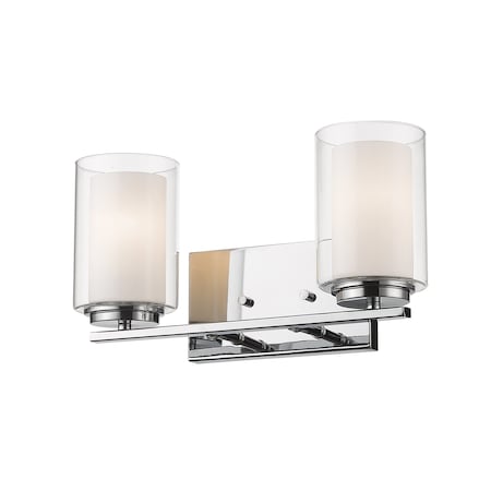 Z-Lite Willow 2 Light Vanity, Chrome & Clear Outside with Matte Opal Inside 426-2V-CH